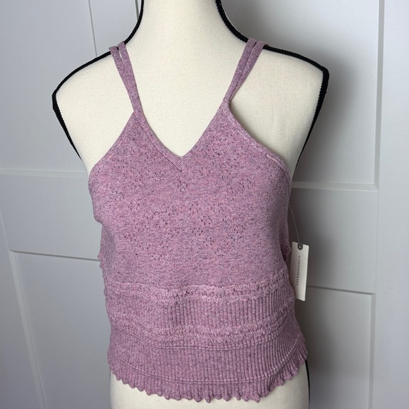 NWT Anthropologie ribbed knit stylish tank top pink rose medium - Picture 8 of 9